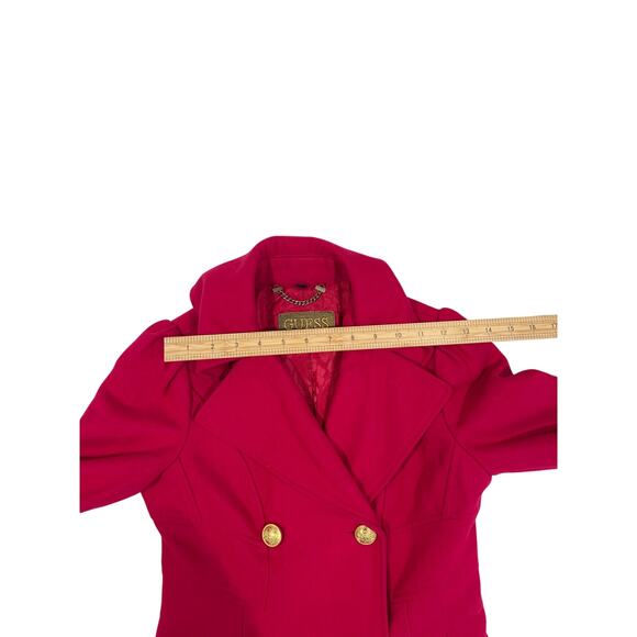 Guess Hot Pink Wool Peacoat Women's Size XS Tailored Fit and Flare Flounce *read - Picture 12 of 14